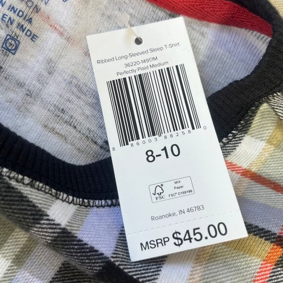 Vera Bradley Long Sleeved Sleep Shirt Womens Medium Blue Brown New Plaid - Picture 7 of 8